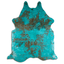 Distressed Emerald Green Acid Washed Cowhide Area Rug