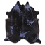 Acid Washed Distressed Navy Blue Cowhide Area Rug 32-45 Sq Ft, Grade A