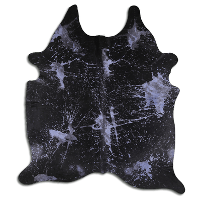 Acid Washed Distressed Navy Blue Cowhide Area Rug 32-45 Sq Ft, Grade A
