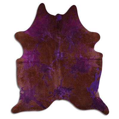 Distressed Purple Acid Washed Cowhide Area Rug