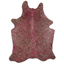 Acid Washed Cowhide Area Rug In Leopard On Beige With Pink Metallic