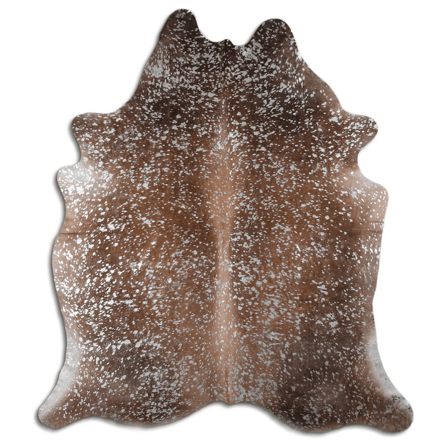 Acid Washed Silver Metallic Cowhide Area Rug In Camel/Brown