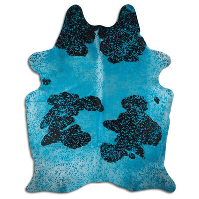 Turquoise Dyed Acid Washed Cowhide Area Rug