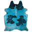 Turquoise Dyed Acid Washed Cowhide Area Rug