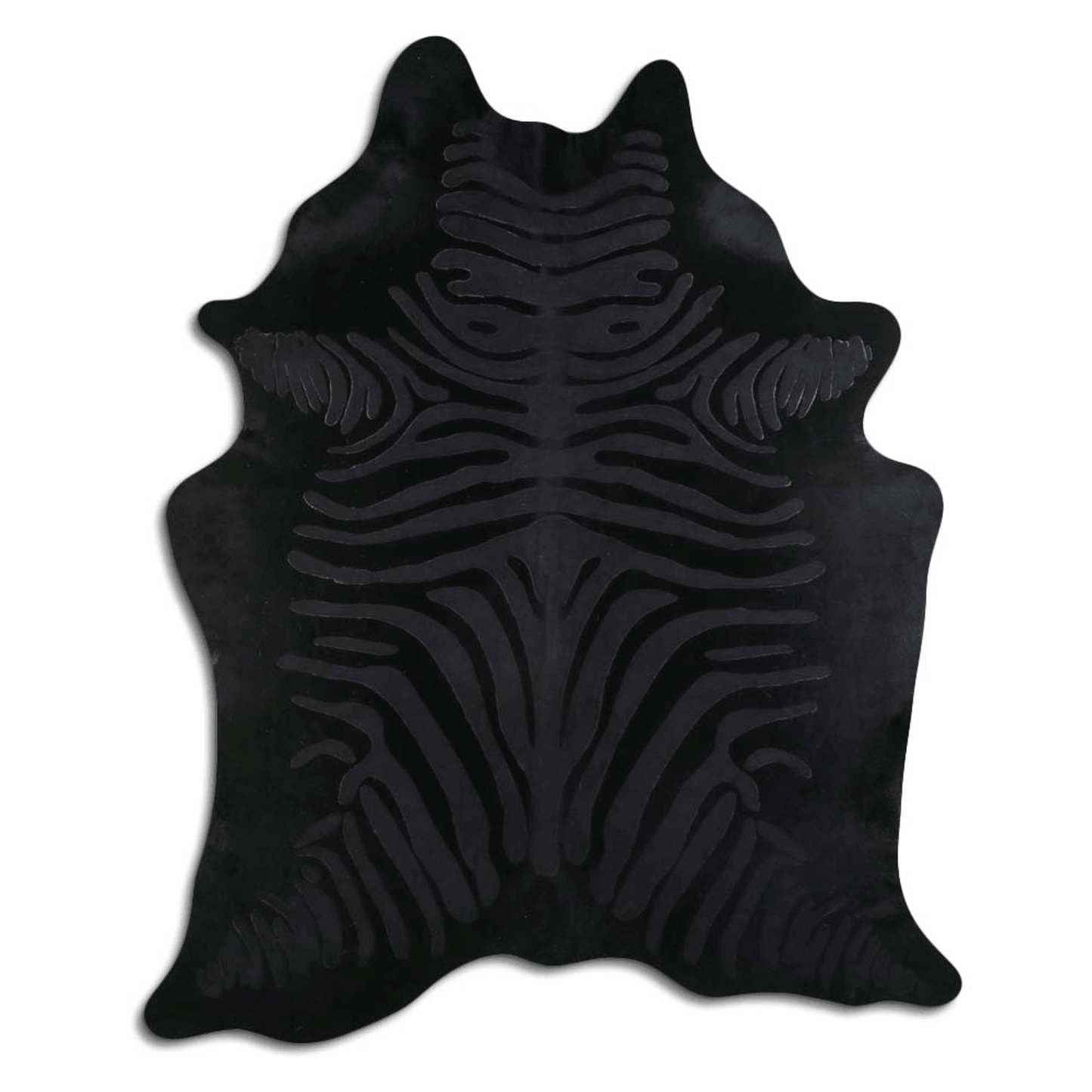 Zebra Black On Black Acid Washed Cowhide Rug - 32-45 Square Feet