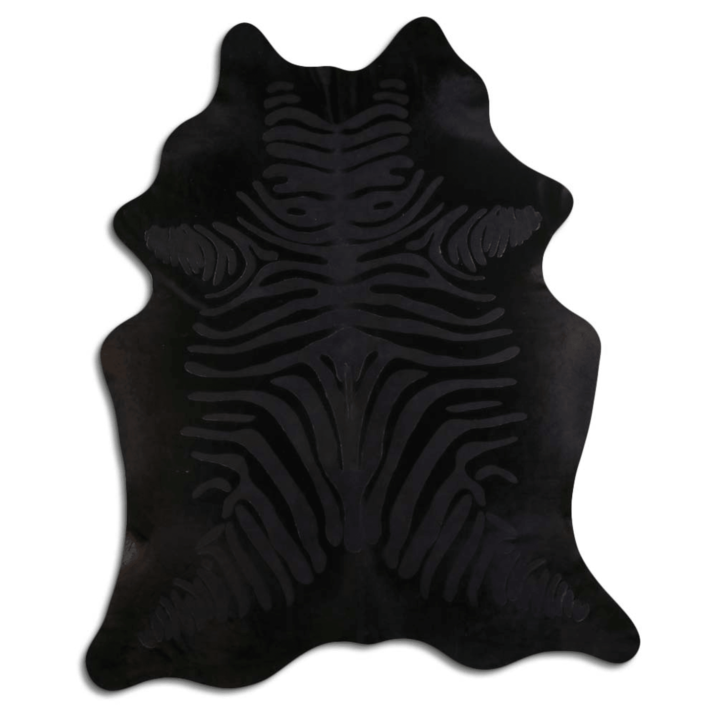 Zebra Black On Black Acid Washed Cowhide Rug - 32-45 Square Feet
