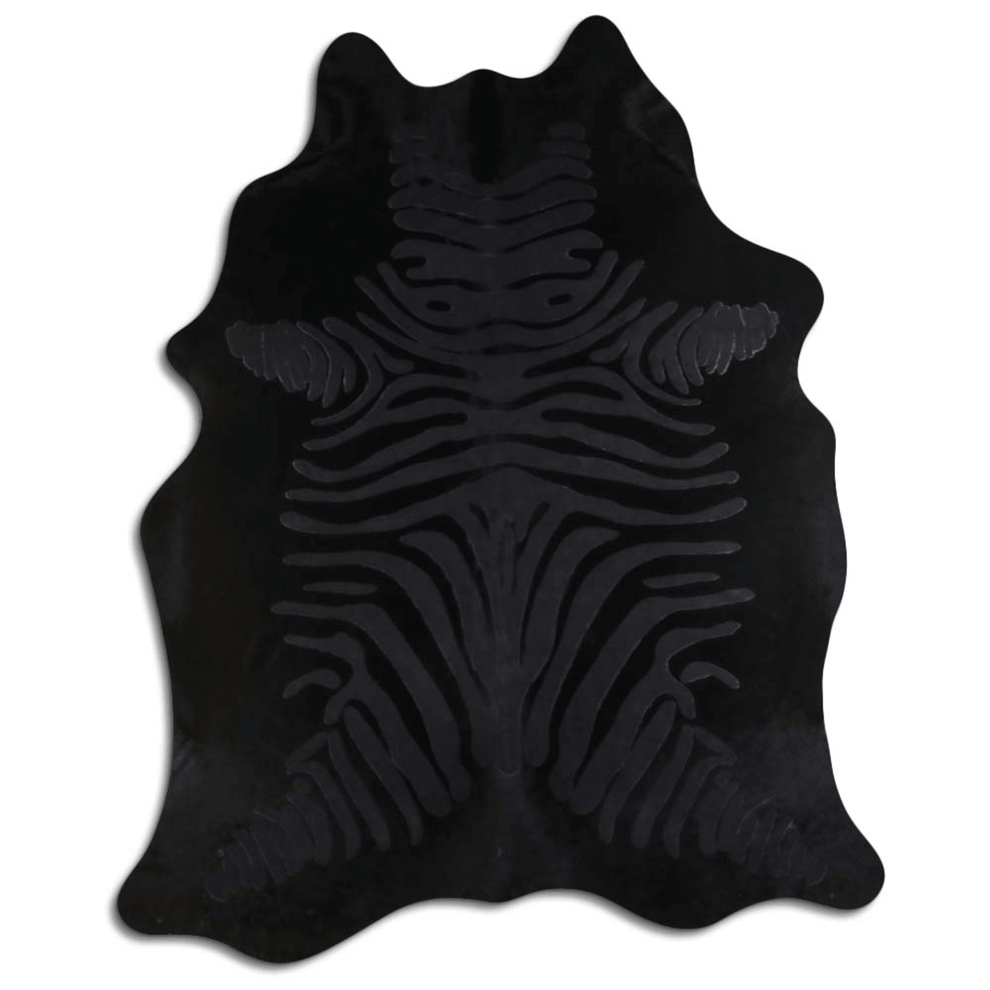 Zebra Black On Black Acid Washed Cowhide Rug - 32-45 Square Feet