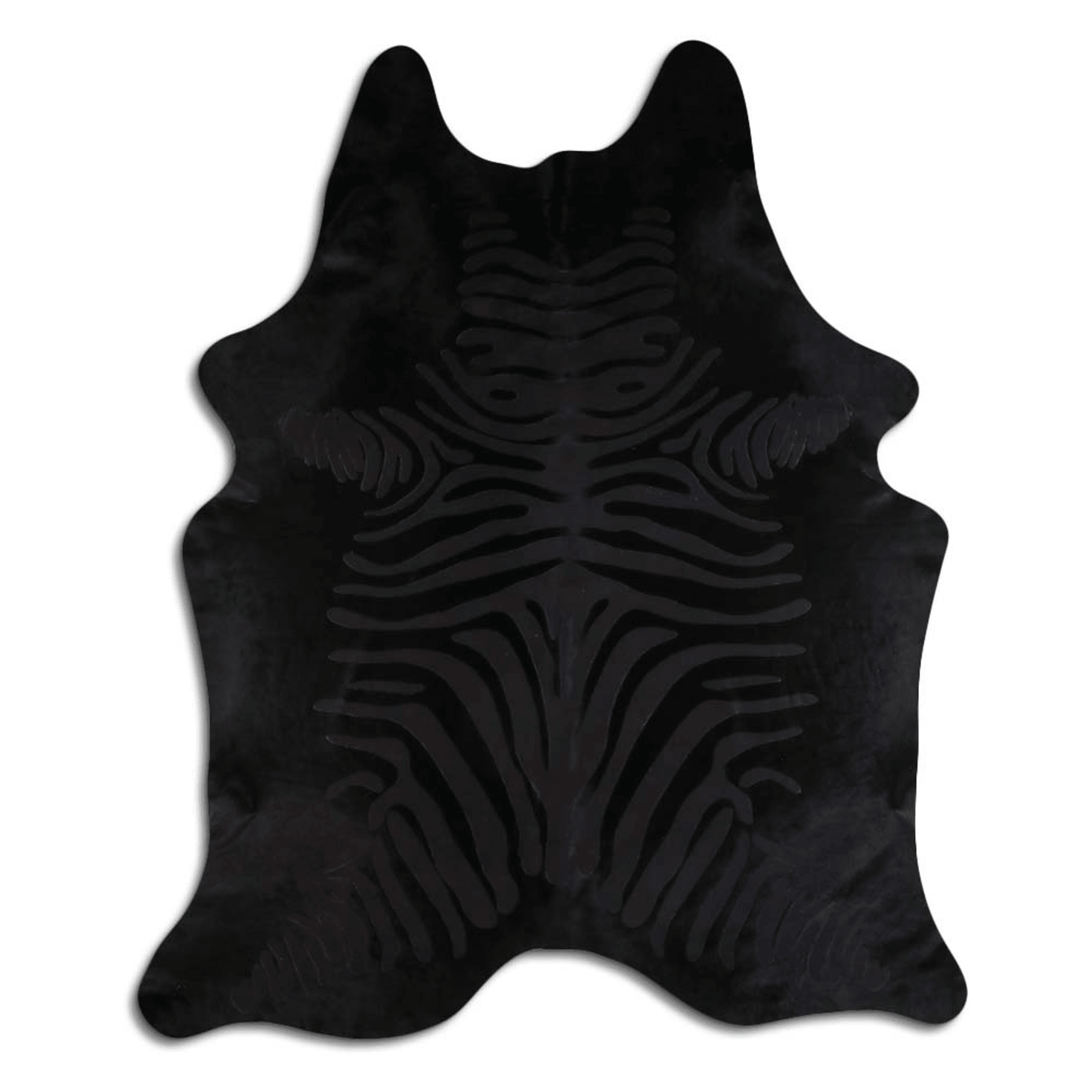 Zebra Black On Black Acid Washed Cowhide Rug - 32-45 Square Feet