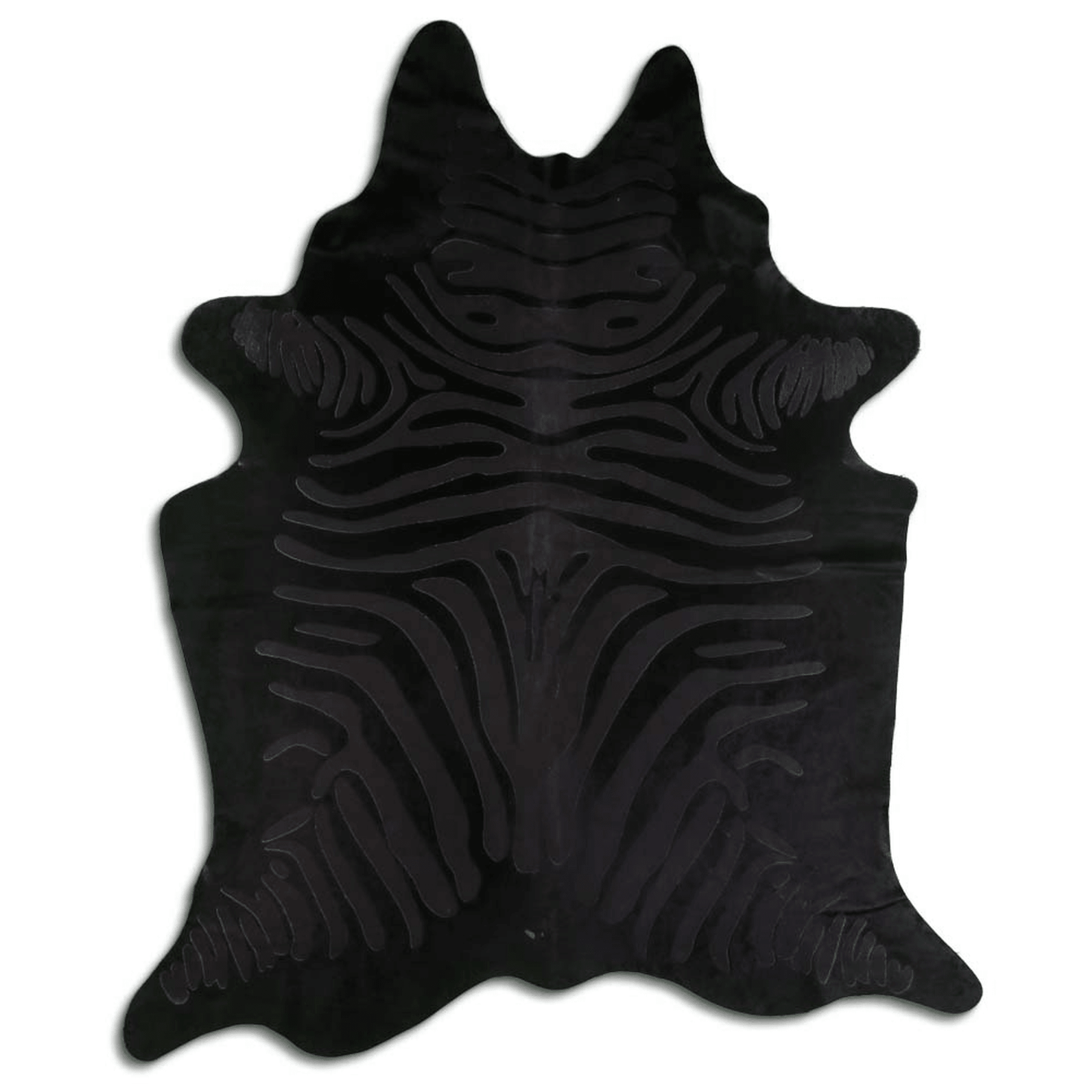 Zebra Black On Black Acid Washed Cowhide Rug - 32-45 Square Feet