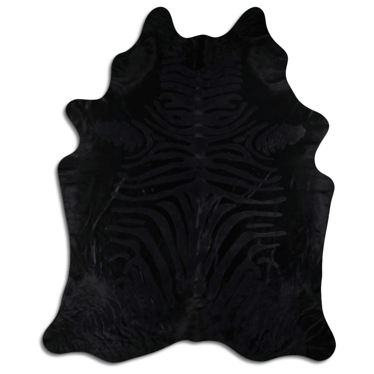 Zebra Black On Black Acid Washed Cowhide Rug - 32-45 Square Feet