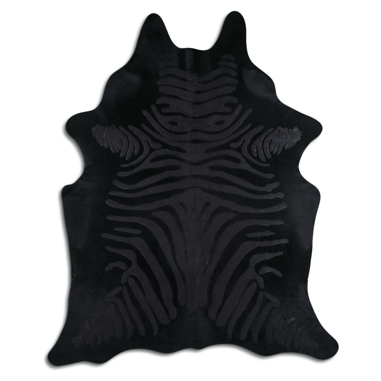 Zebra Black On Black Acid Washed Cowhide Rug - 32-45 Square Feet