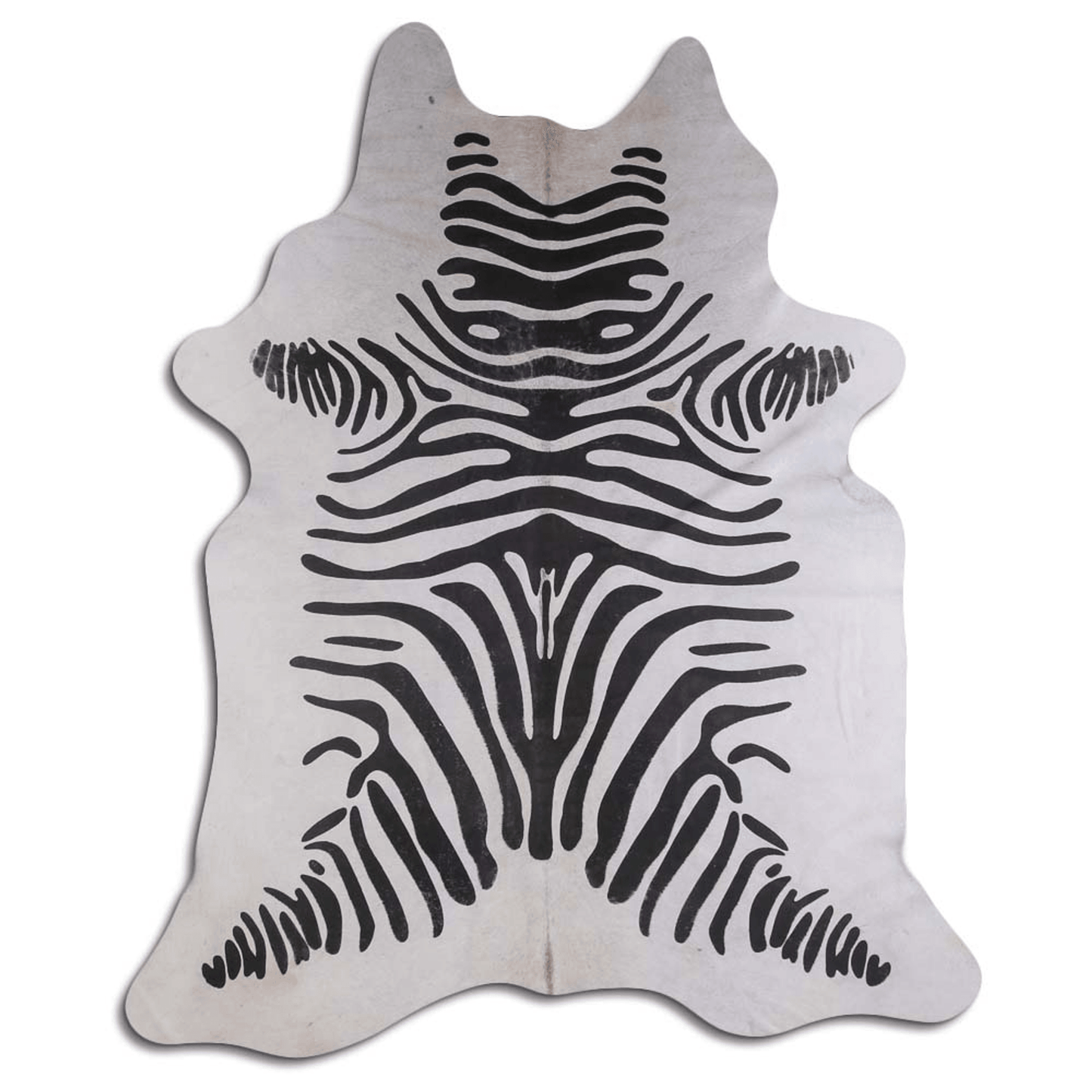 Acid Washed Distressed Zebra Black On White Cowhide Area Rug