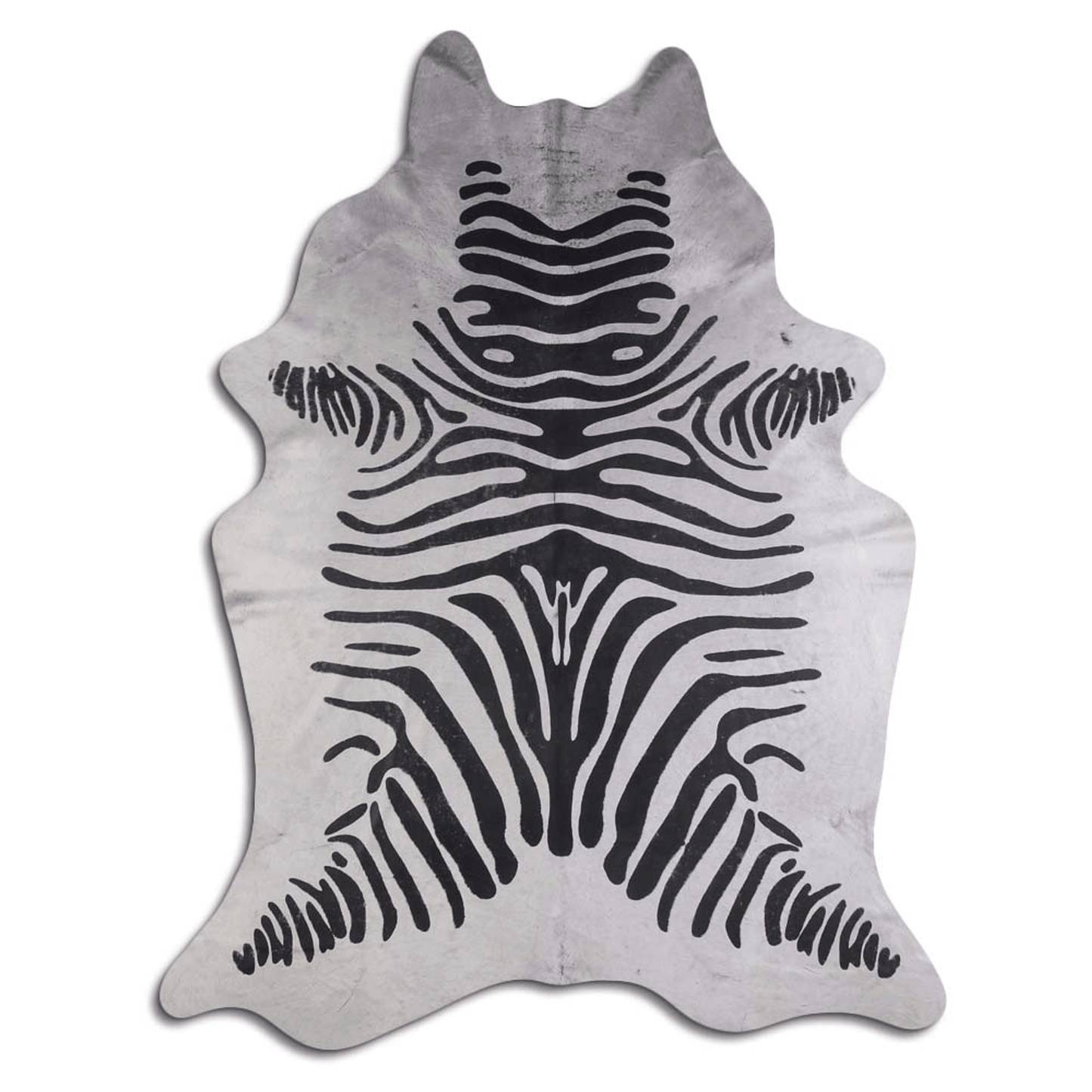 Acid Washed Distressed Zebra Black On White Cowhide Area Rug