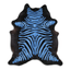 Acid Washed Light Blue On Black Distressed Zebra Cowhide Area Rug