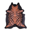 Zebra Distressed Orange On Black Acid Washed Cowhide Area Rug