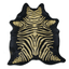 Acid Washed Distressed Zebra Cowhide Area Rug In Yellow And Black