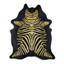 Acid Washed Distressed Zebra Cowhide Area Rug In Yellow And Black