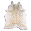 Acid Washed Cowhide Rug In Gold Metallic Zebra On White