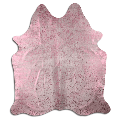 Pink Metallic Acid Washed Cowhide Area Rug