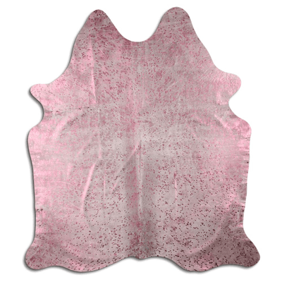 Pink Metallic Acid Washed Cowhide Area Rug