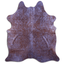 Acid Washed Cowhide Rug In Purple Metallic On Brown