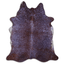 Acid Washed Cowhide Rug In Purple Metallic On Brown