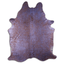 Acid Washed Cowhide Rug In Purple Metallic On Brown