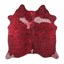 Acid Washed Red Metallic Cowhide Area Rug On Black And White
