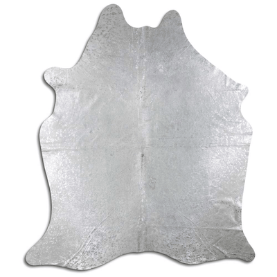 Acid Washed Silver Metallic Cowhide Area Rug - 32-45 Square Feet