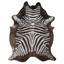 Acid Washed Silver Metallic Zebra Cowhide Area Rug On Brown