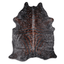 Acid Washed Cowhide Area Rug In Zebra Print With Silver Metallic Accents