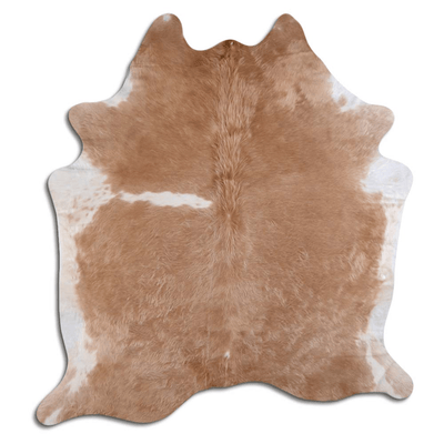 Beige And White Natural Cowhide Area Rug - 22-32 Sq Ft, Grade A