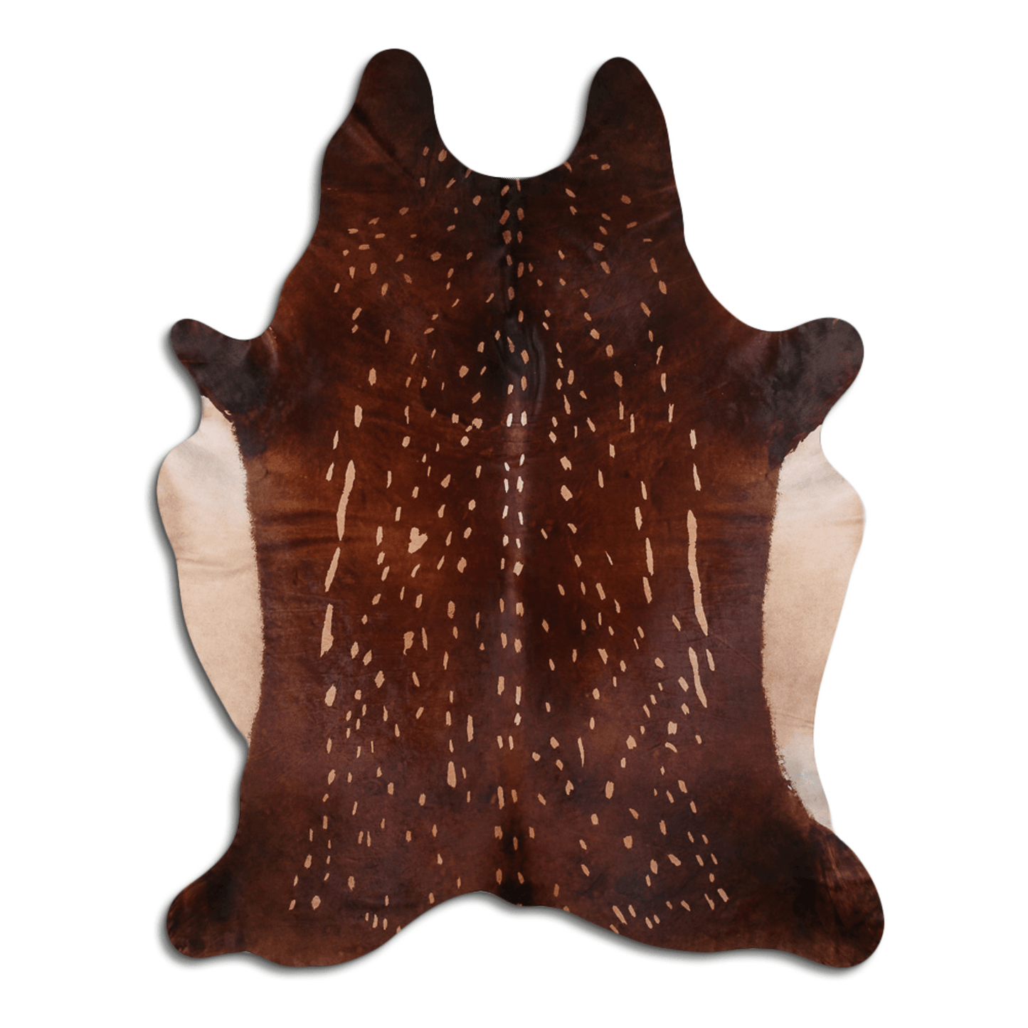 Axis Deer Printed Cowhide Area Rug In Beige - Size 32 - 45 Sq Ft, Grade B