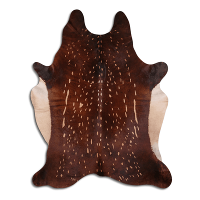 Axis Deer Printed Cowhide Area Rug In Beige - Size 32 - 45 Sq Ft, Grade B
