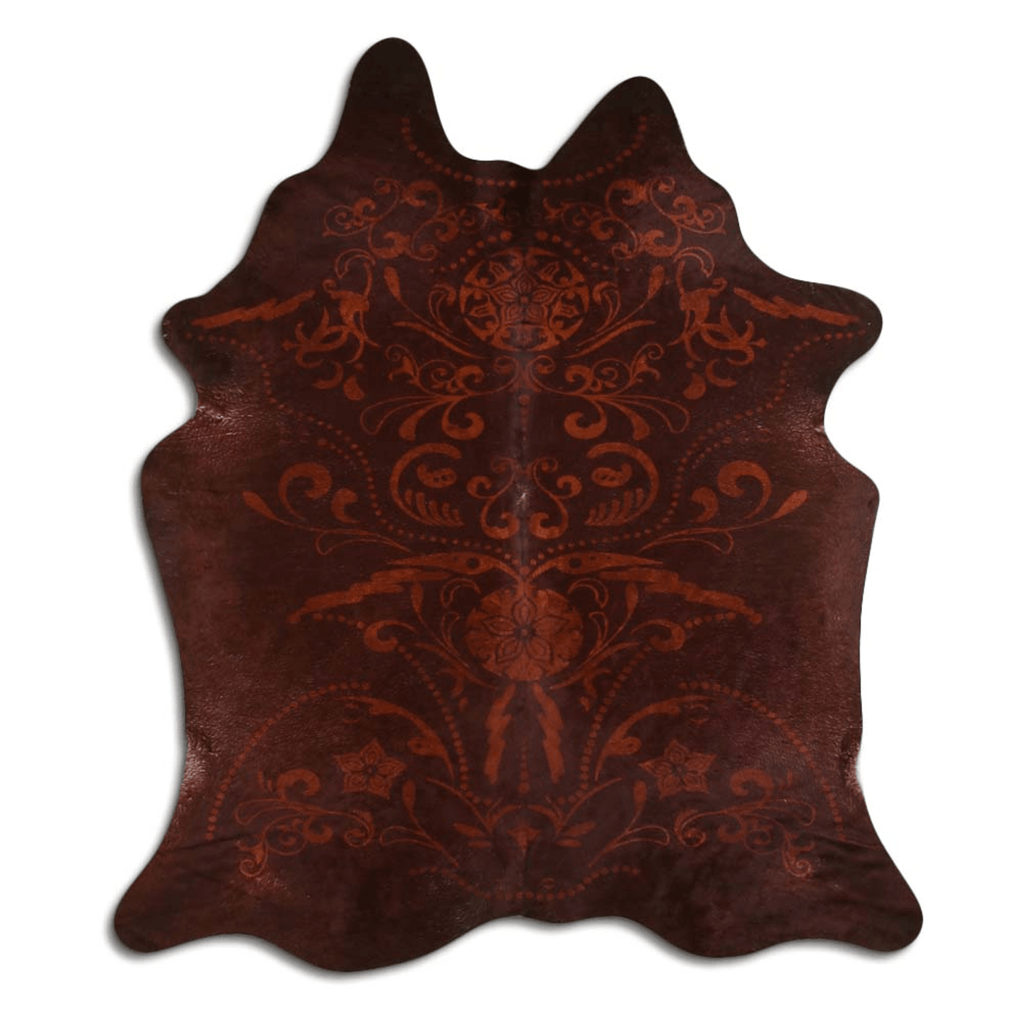 Baroque Beige On Brown Cowhide Area Rug