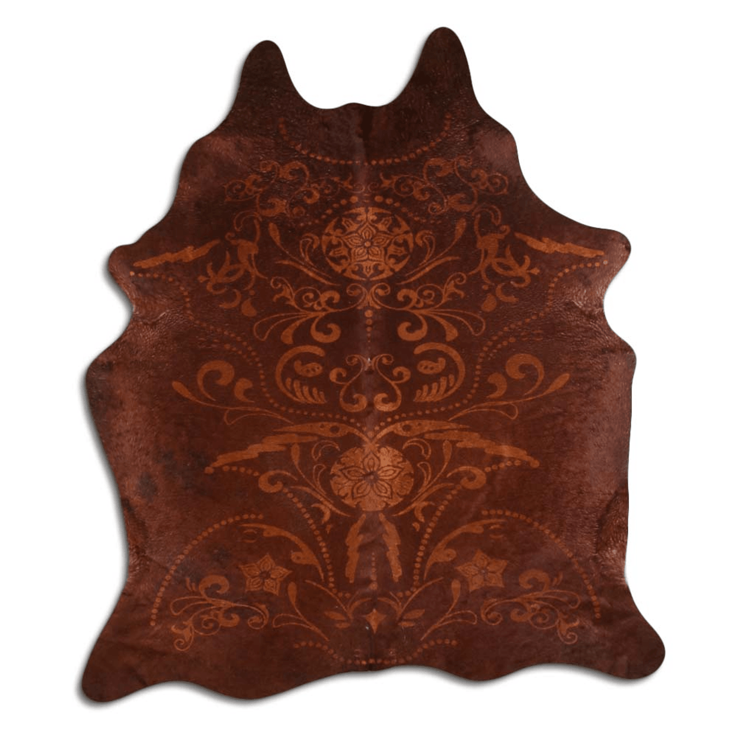 Baroque Beige On Brown Cowhide Area Rug
