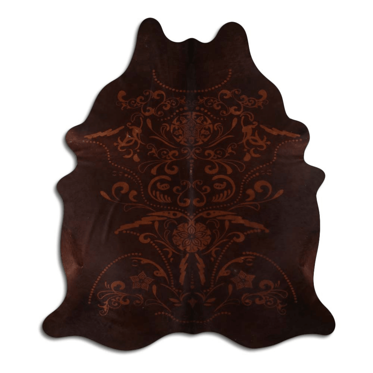 Baroque Beige On Brown Cowhide Area Rug