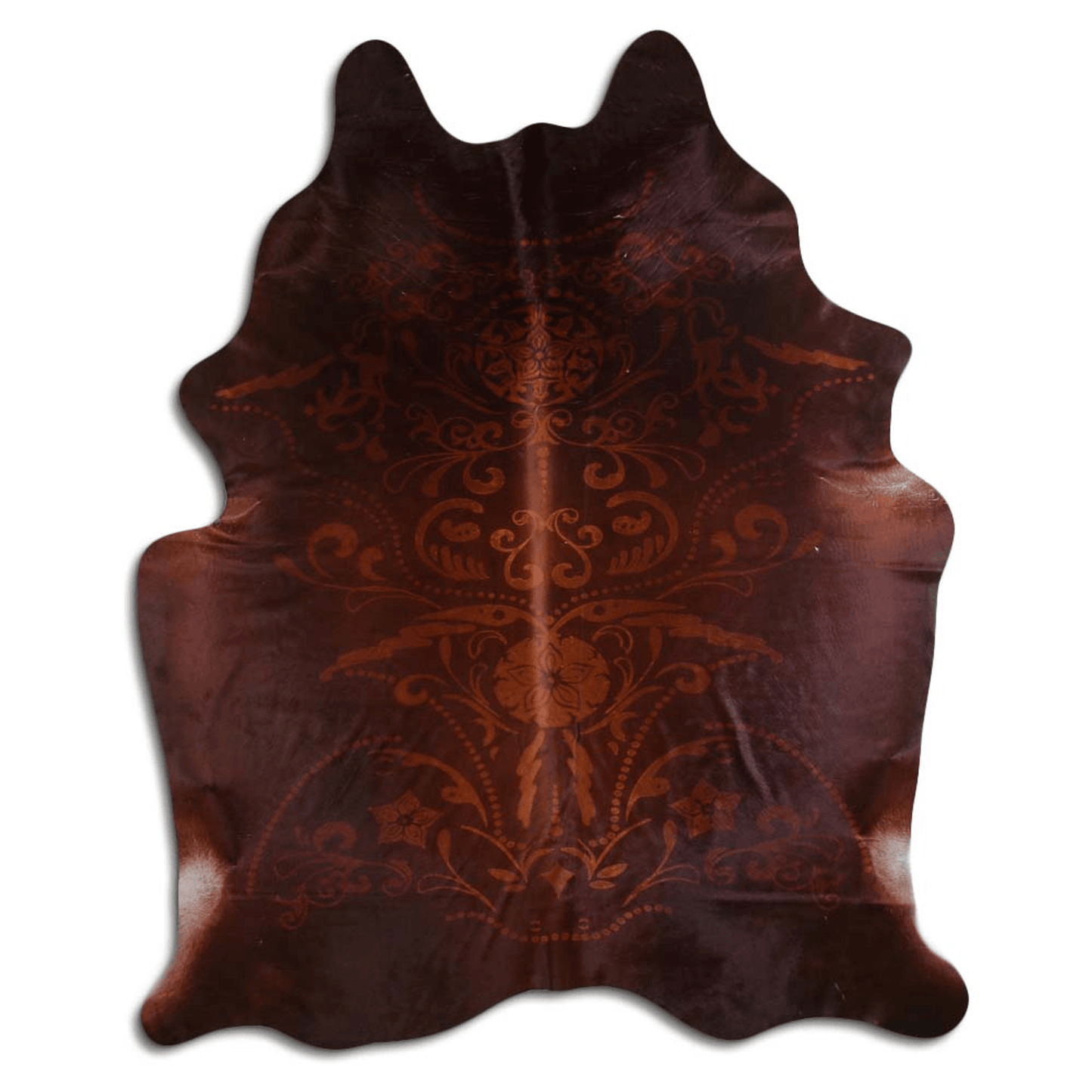 Baroque Beige On Brown Cowhide Area Rug