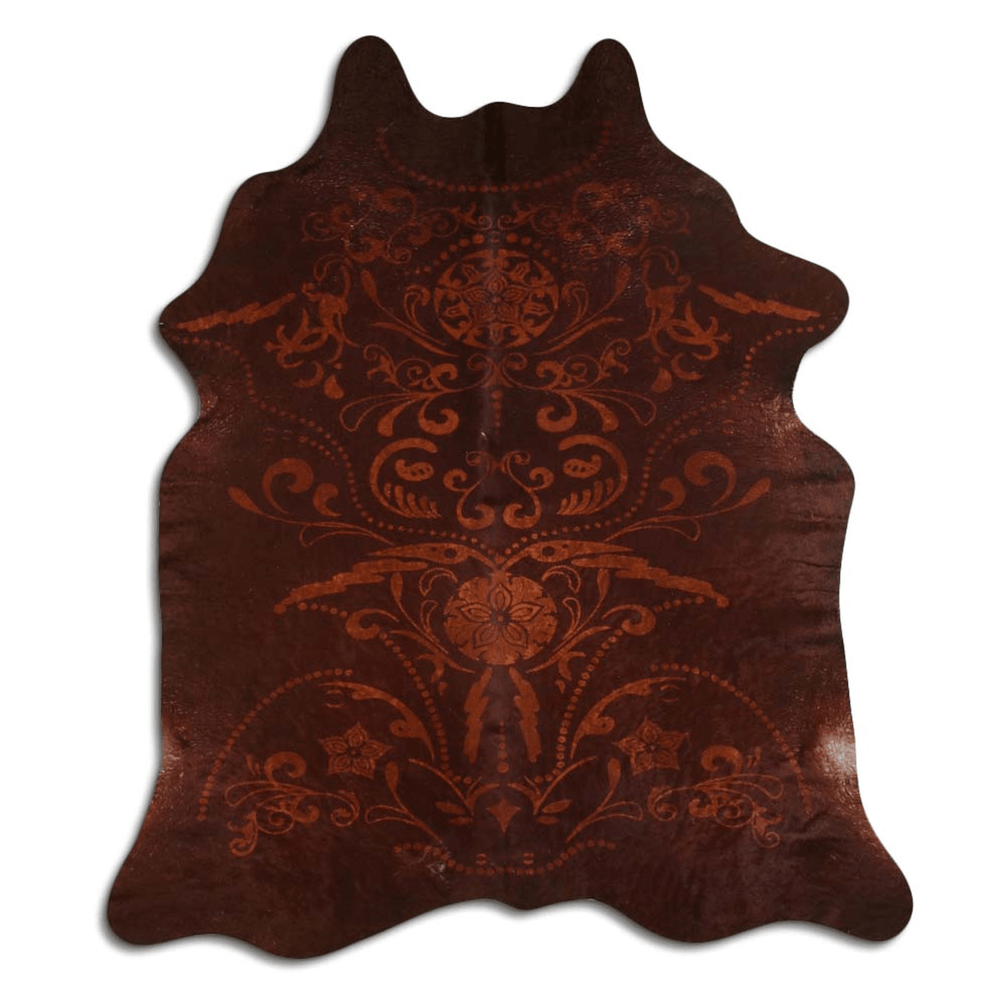 Baroque Beige On Brown Cowhide Area Rug