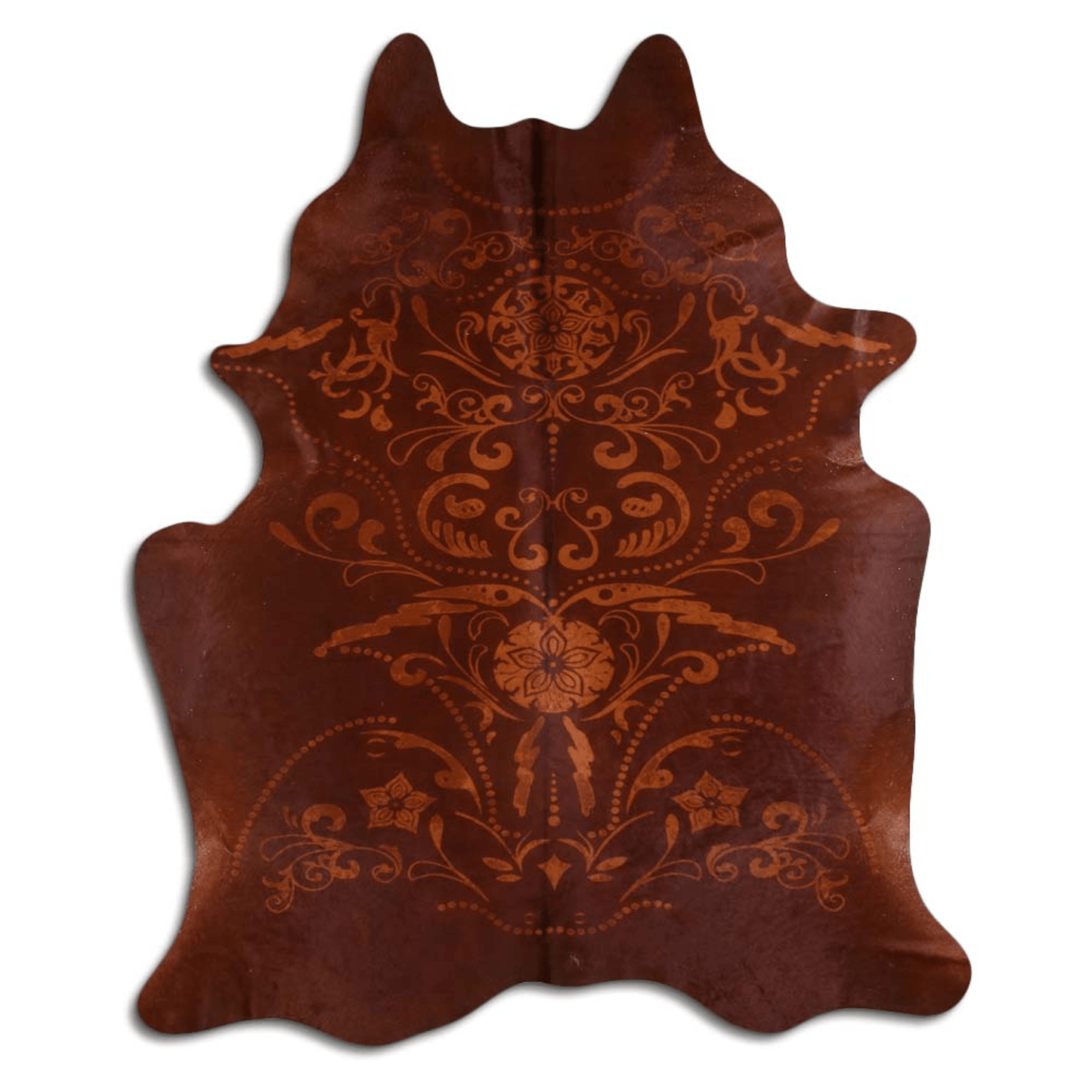 Baroque Beige On Brown Cowhide Area Rug