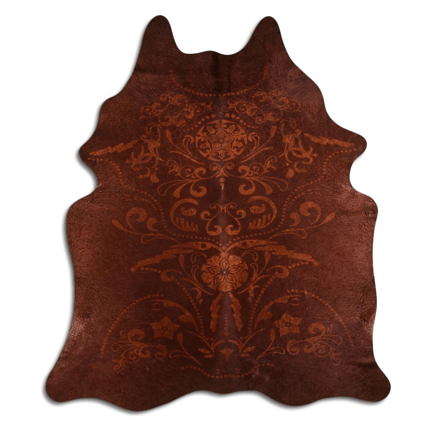 Baroque Beige On Brown Cowhide Area Rug