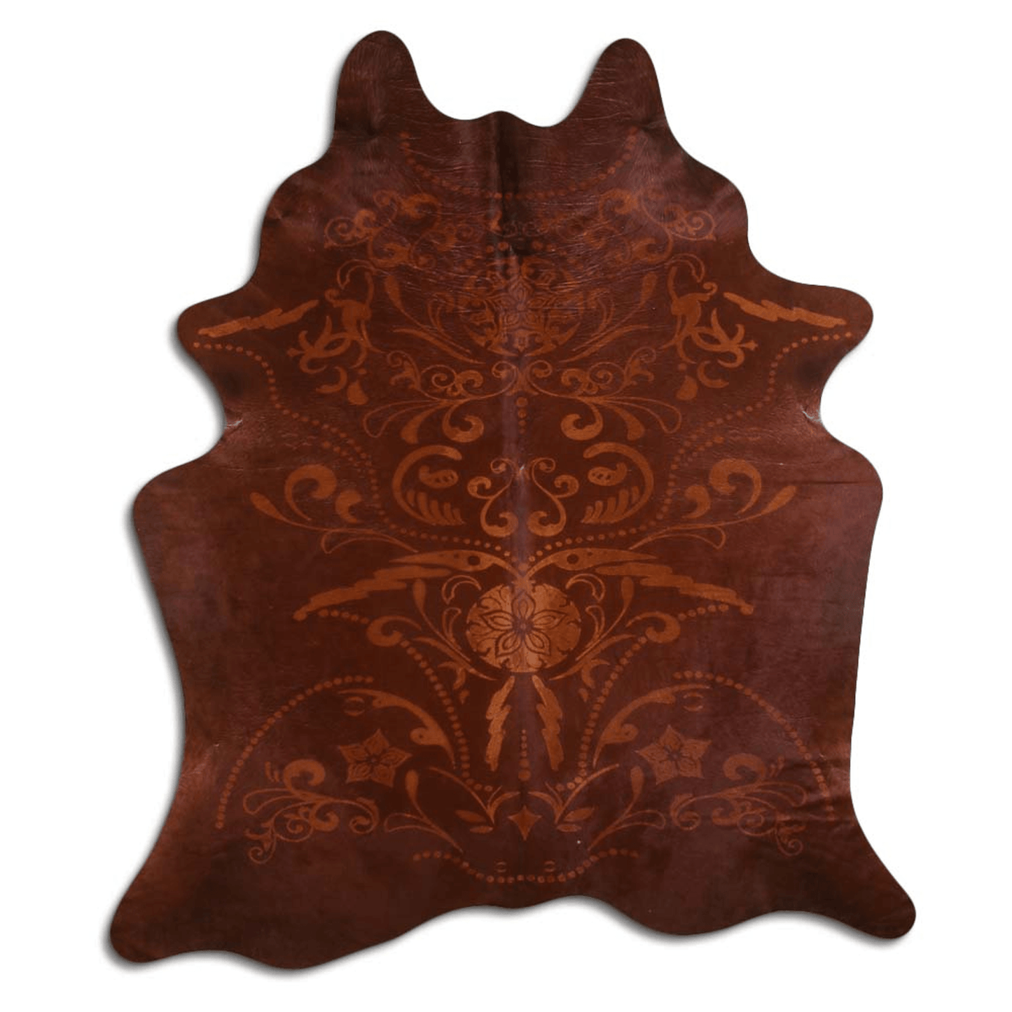 Baroque Beige On Brown Cowhide Area Rug