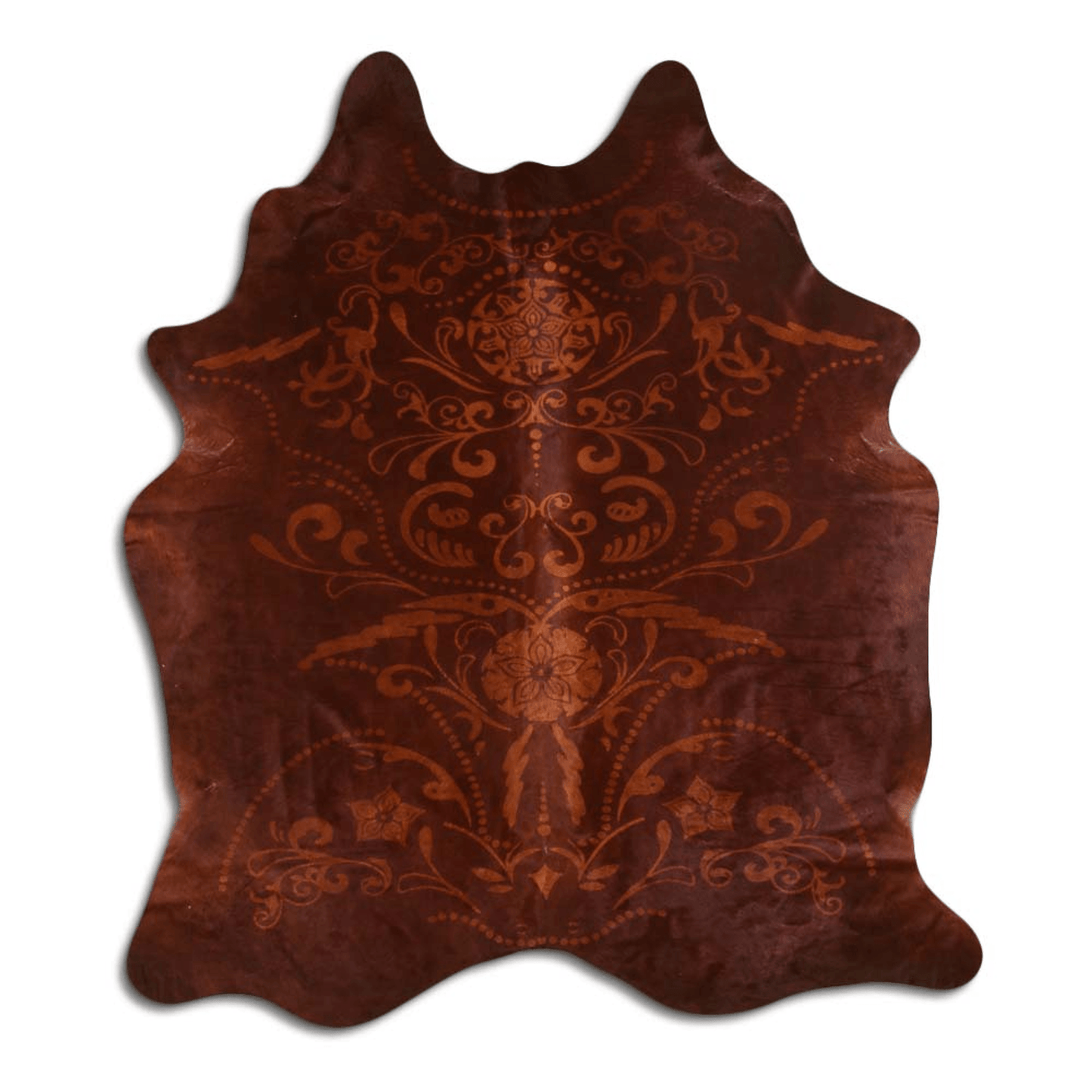 Baroque Beige On Brown Cowhide Area Rug