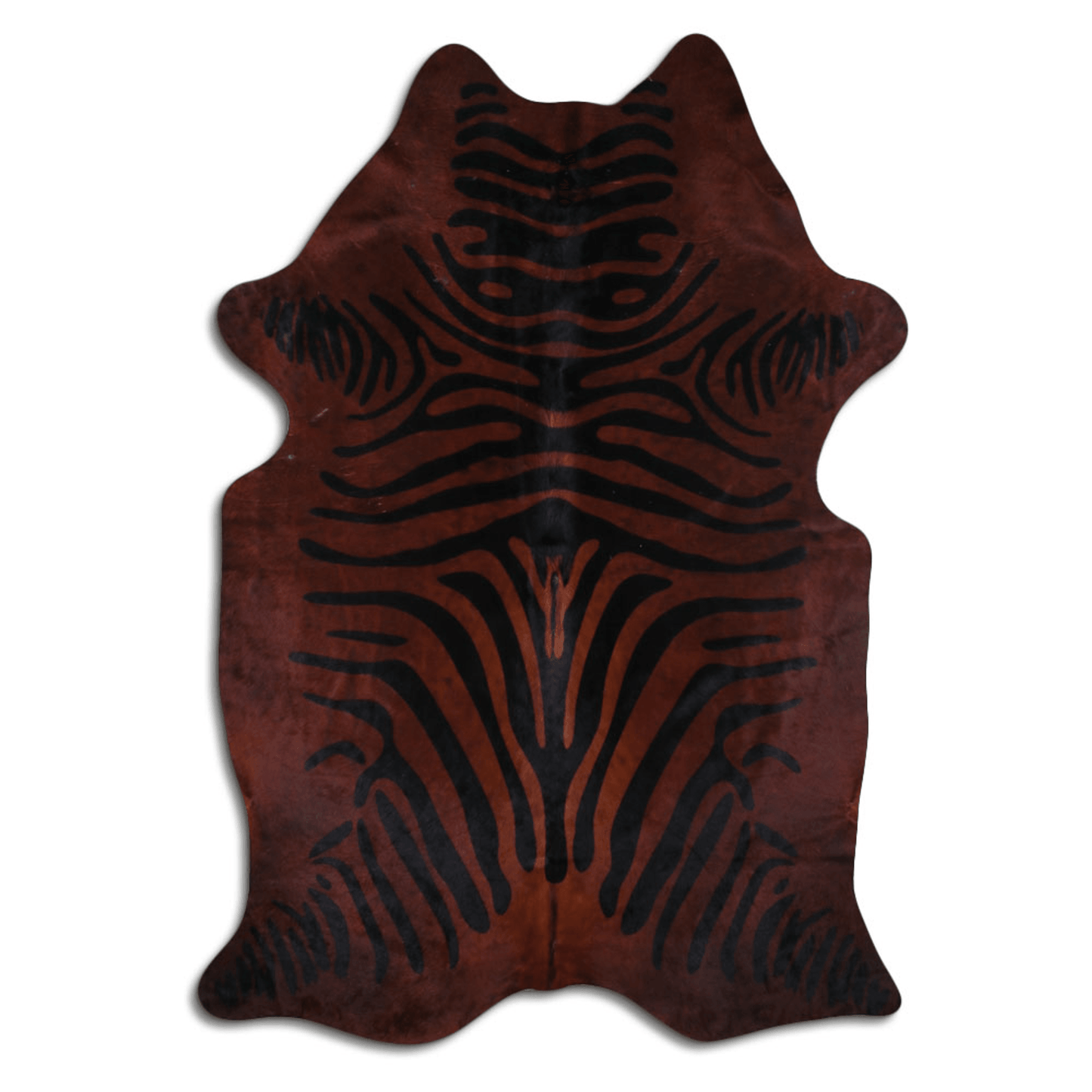 Zebra Printed Cowhide Area Rug - Natural Elegance In Camel