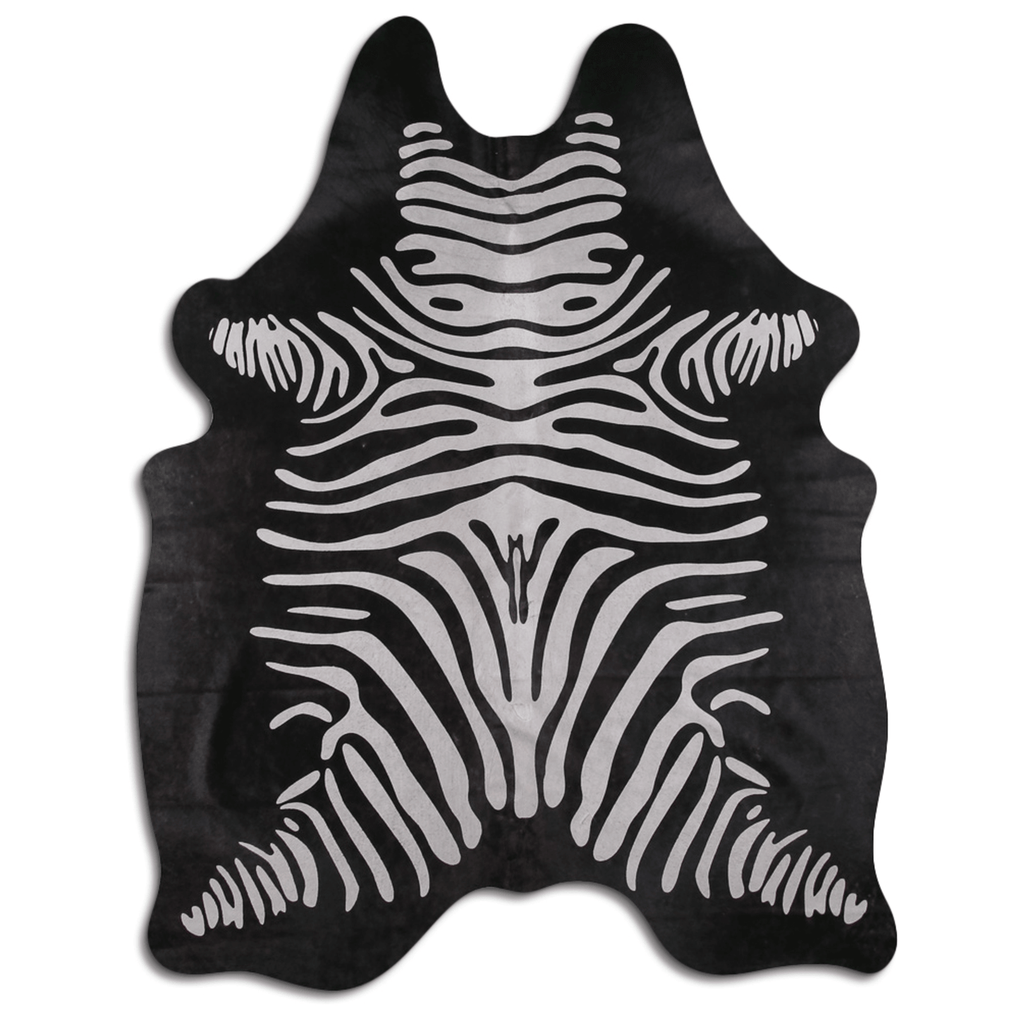 Zebra Printed Cowhide Area Rug - Grade B