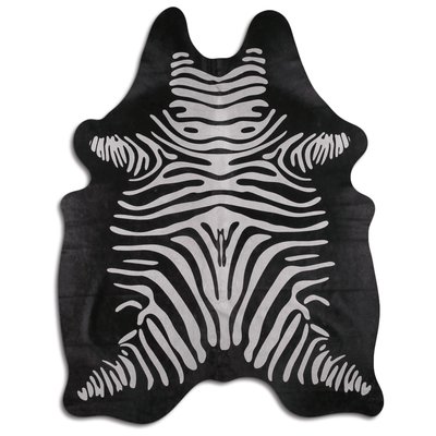 Zebra Printed Cowhide Area Rug - Grade B