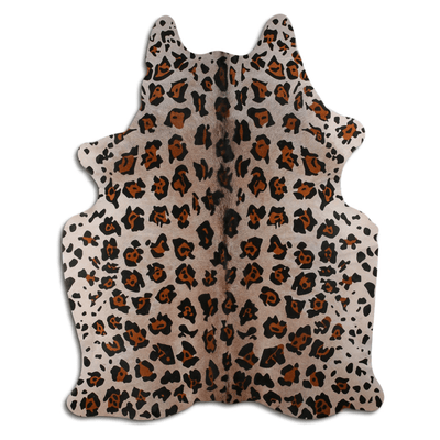 Wild Cat On Beige Cowhide Area Rug - 22-32 Square Feet