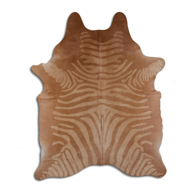 Zebra Printed Cowhide Area Rug - Beige-Brown