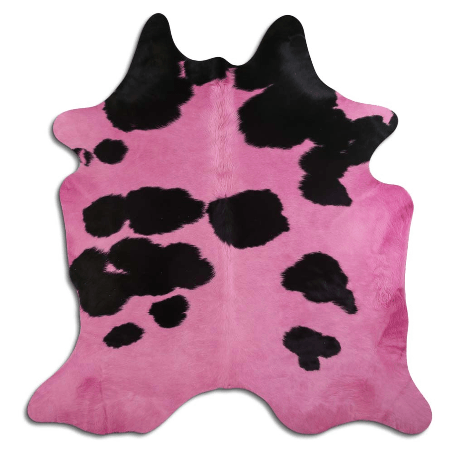 Dyed Fuchsia Cowhide Area Rug On Black And White