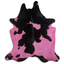 Dyed Fuchsia Cowhide Area Rug On Black And White